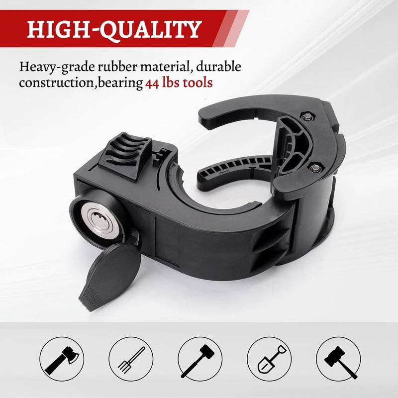 Z8 Shovel Holder Rubber Grip Mount Kit with lock Fits 0.79"-1.79" Diameter Tools Handles Quick-Release for Off-road Vehicle Roof Rack Molle Panels SUV Trucks UTV ATV M6 Nut - Image 5
